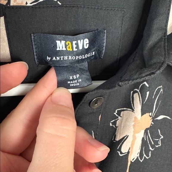 Maeve Anthropologie Button Front Asymmetrical Slit Floral Dress XSP - Picture 3 of 9